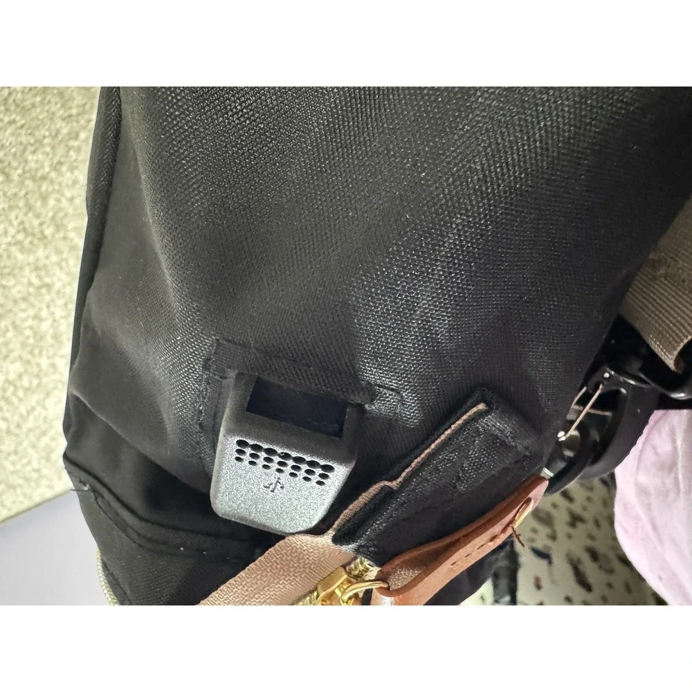 Black Quilted Diaper Bag Backpack with USB Port and Pacifier Pod